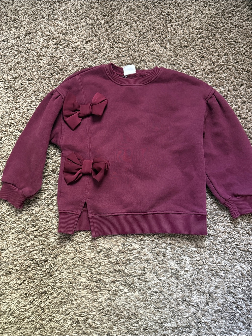 Zara Girls Wine Bow-Accent Sweatshirt